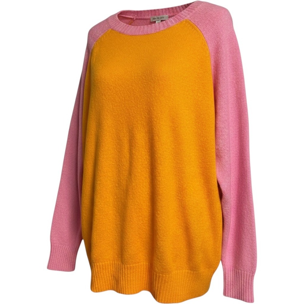 Torrid Pink Orange Colorblock Crewneck Sweater Women's 2X